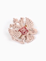 Значок «Герб РФ», 3 см, красный в золоте