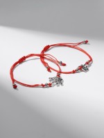 Браслет-оберег «Красная нить» Happy family мама лучшая подруга, набор 2 шт., цвет серебро, d=5.5 см