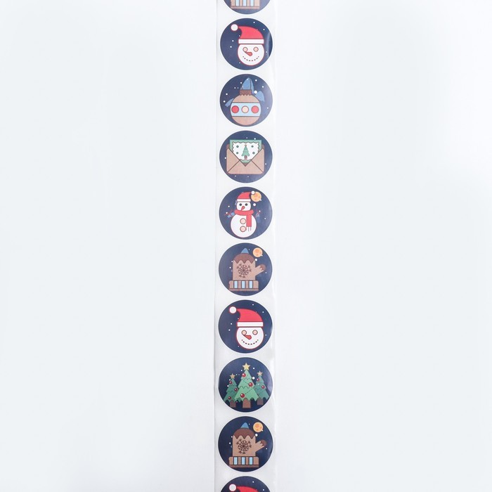 Наклейки в рулоне "Новогоднее настроение", 500 шт,2,5 х 2,5 см