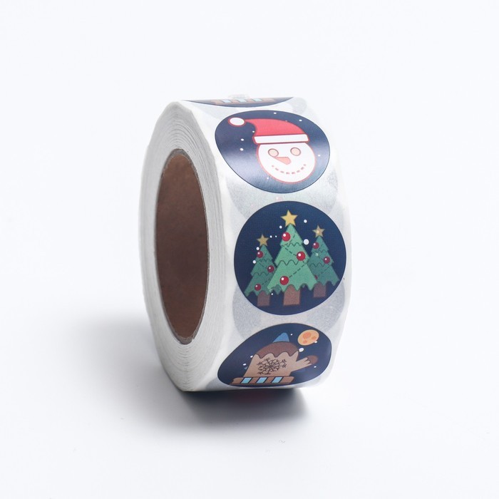 Наклейки в рулоне "Новогоднее настроение", 500 шт,2,5 х 2,5 см