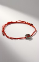 Браслет-оберег «Красная нить» Your daily life круг со стразами, белый в серебре, 7 см