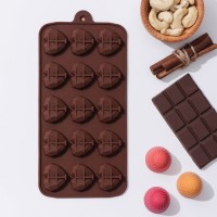 Форма для конфет и шоколада Доляна «Холодное сердце», 20.5×10×1.5 см, 15 ячеек, силикон, коричневая