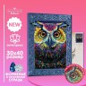 Алмазная мозаика с частичным заполнением и форменными стразами на раме «Сова», 30 х 40 см Алмазная мозаика с частичным заполнением и форменными стразами на раме «Сова», 30 х 40 см