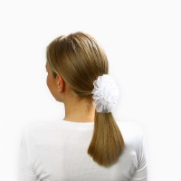 Бант для волос на резинке школьный, белый, 11 см, Минни Маус