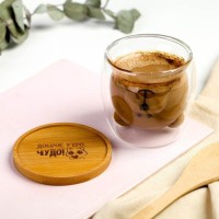 Стакан стеклянный с подставкой «Доброе утро, чудо», 300 мл