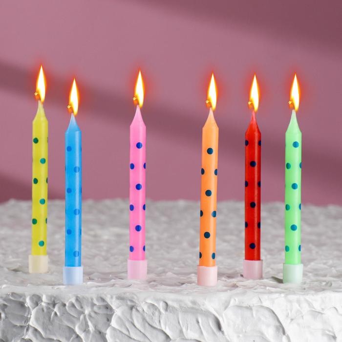 Свечи в торт «Горошек» 7×0.6 см, 6 шт.