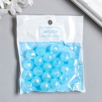 Бусины пластик "Шарики ярко-голубые с блёстками" светятся в темноте 20 гр d=1,2 см