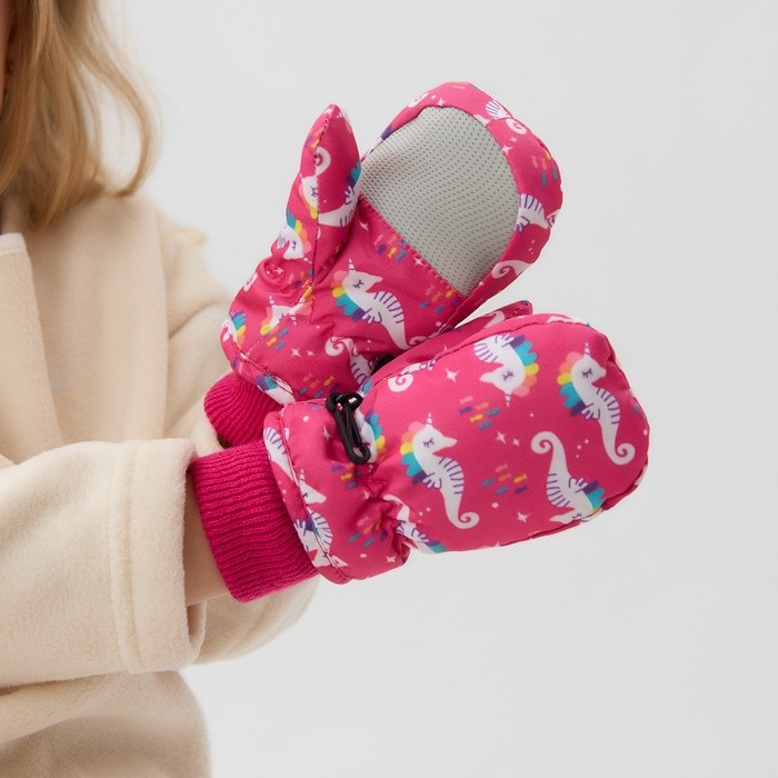 Варежки зимние детские MINAKU, цвет малиновый, 15 см