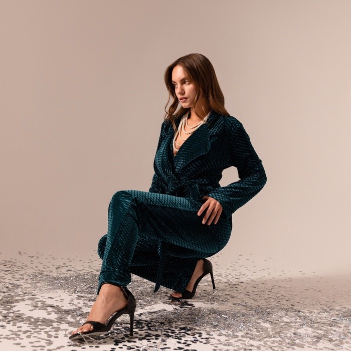 Брюки домашние женские KAFTAN «Бархат», размер 40, зелёные