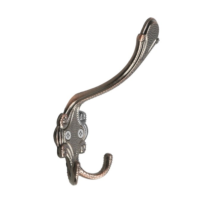 Крючок мебельный ТУНДРА TKT005, трехрожковый, медь, 4 шт. TMP