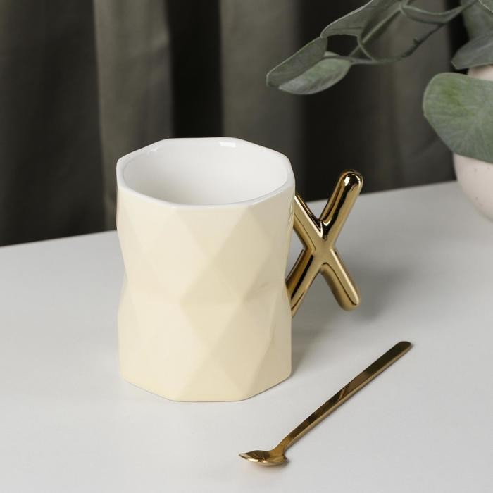 Кружка «Луи», 250 мл, с ложкой, цвет МИКС