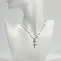 Кулон «Балерина» в юбке, белый в серебре, 45 см