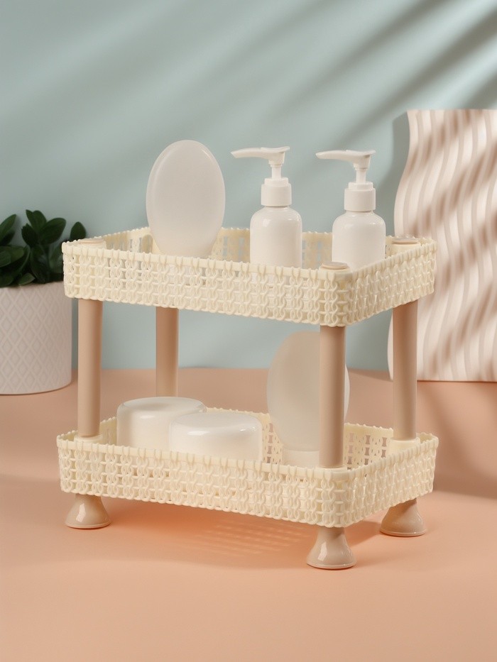 Органайзер для хранения косметики, двухуровневый, 24×15×20 см, МИКС