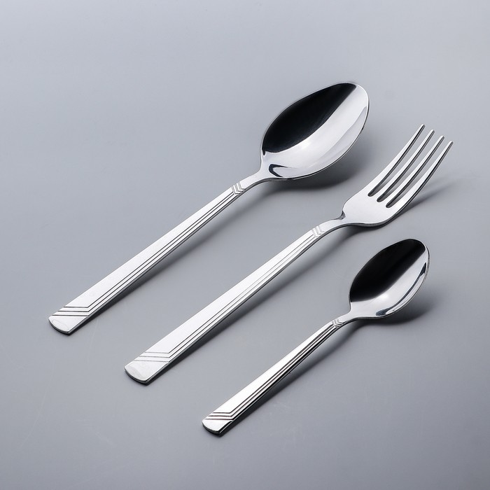 Набор столовый «Аппетит», 18 предметов, (М15), в картонной коробке ВИТРИНА (НД), цвет серебряный