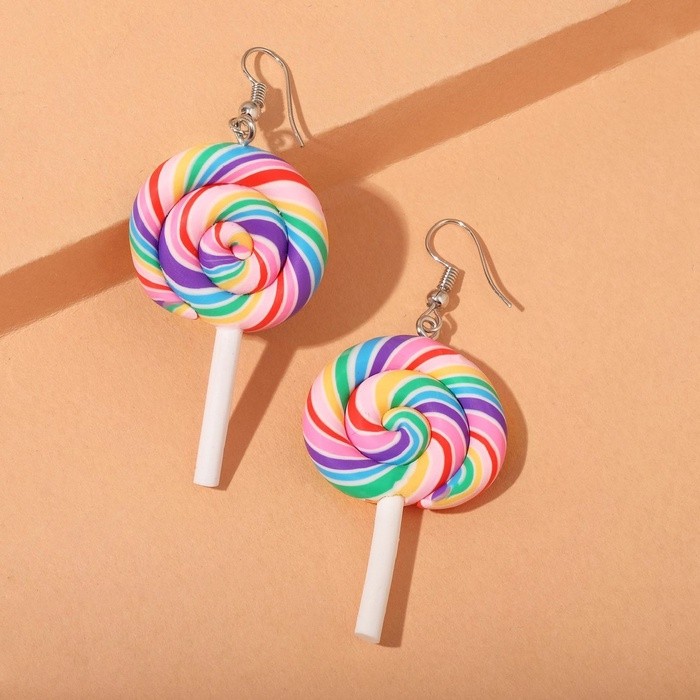 Серьги ассорти «Сладости» леденцы на палочке, цветные