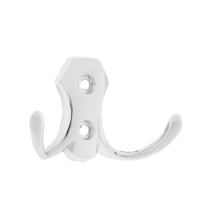 Крючок мебельный ТУНДРА TKD007, двухрожковый, хром 4 шт. TMP