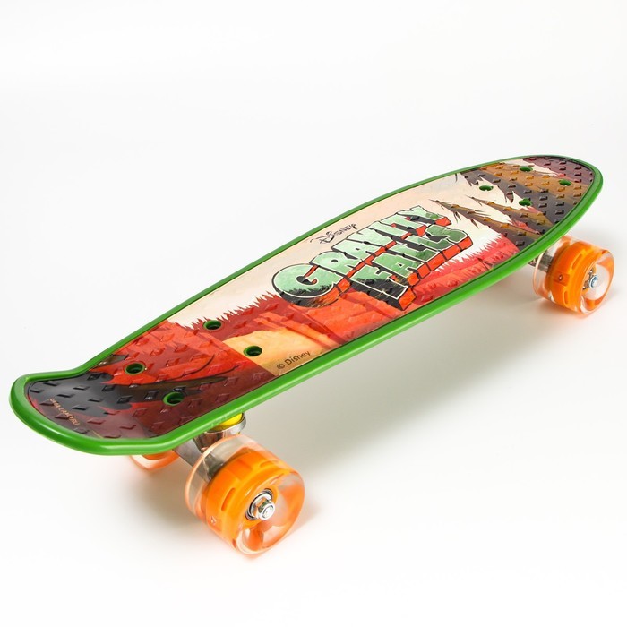 Пенниборд "Gravity Falls" 56 х 16 см, колеса световые PU 60х45 мм, ABEC 7, цвет зеленый