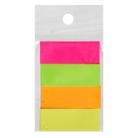 Блок-закладка с липким краем, 4 по 80 штук, 12×50 мм, неоновые, бумажные