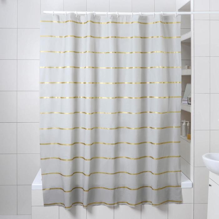 Штора для ванны Доляна «Лайн», 180×180 см, EVA, цвет белый