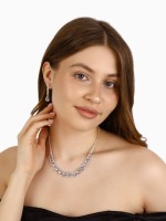 Набор 2 предмета: серьги, колье «Листопад» капли, белый в серебре, 45 см