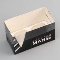 Коробка для 2 капкейка с прозрачной крышкой, «Мужская», 16×8×10 см