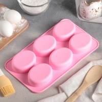 Форма для выпечки Доляна «Фигуры. Овал», 28×16×2 см, 6 ячеек, цвет МИКС