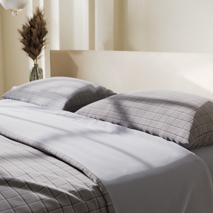 Постельное бельё Этель дуэт Gray cage 150х215см-2 шт, 225х240см, 50х70±3 см-2 шт, новосатин