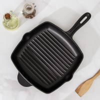 Сковорода-гриль «Гриль глубокий», 28×5,5 см, 2 слива, пластиковая ручка, цвет чёрный