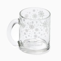 Кружка стеклянная новогодняя «Снежинки», 300 мл