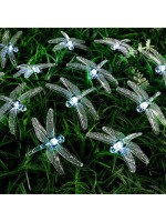 Гирлянда «Нить», 4.5 м, с насадками в виде стрекоз, IP44, 30 LED, 2 режима, солнечная батарея, тёмная нить, свечение белое