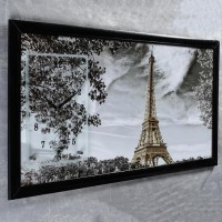 Часы-картина настенные, серия: Город, "Эйфелева башня", 50 х 100 см