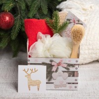 Набор подарочный новогодний "Счастья в сердце", полотенце и аксессуары (6 предметов)