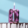 Свеча для торта «Цифра 0», фиолетовый металлик