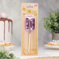 Свеча для торта «Цифра 0», фиолетовый металлик