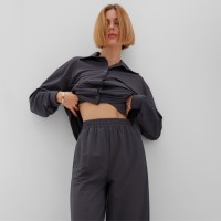 Костюм женский (рубашка, брюки) MINAKU: Home Collection, размер 50, графит