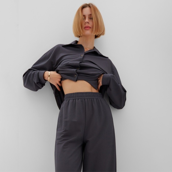 Костюм женский (рубашка, брюки) MINAKU: Home Collection, размер 50, графит