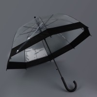 Зонт - трость полуавтоматический «Кант», 8 спиц, R=43/60 см, D = 86 см, чёрный, прозрачный