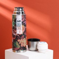 Термос «Листья» в кожзаме, MODE FORREST, 750 мл, время сохранения тепла 16-18 ч