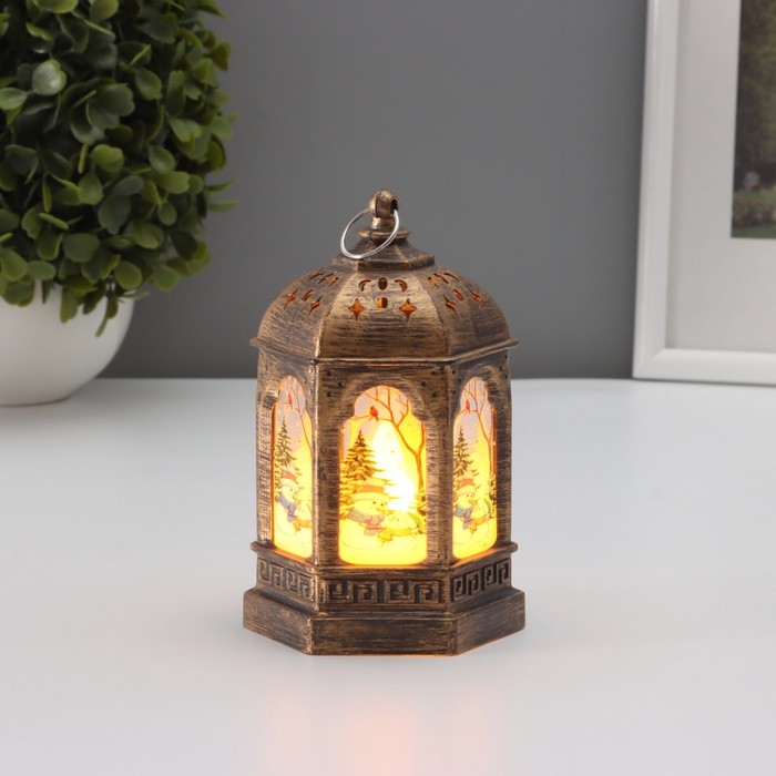 Ночник "Огонек" LED 1Вт 3хAG13 бронза 8,5х8,5х13см RISALUX