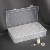 Органайзер для хранения мелочей, 60 баночек, в контейнере, 28×17×5.5 см, прозрачный