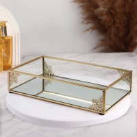 Органайзер для хранения «GREAT», стеклянный, с зеркальным дном, 24×14×5 см, цвет медный