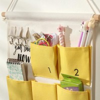 Органайзер подвесной с карманами Доляна «Время», 6 отделений, 49×35 см, жёлтый