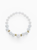 Браслет жемчуг «Подарок моря» с жемчугом, шар № 6,8,10, цвет белый в золоте, d=6,5 см