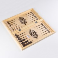 Нарды деревянные большие, настольная игра «Узор», 40×40 см, с полем для игры в шашки