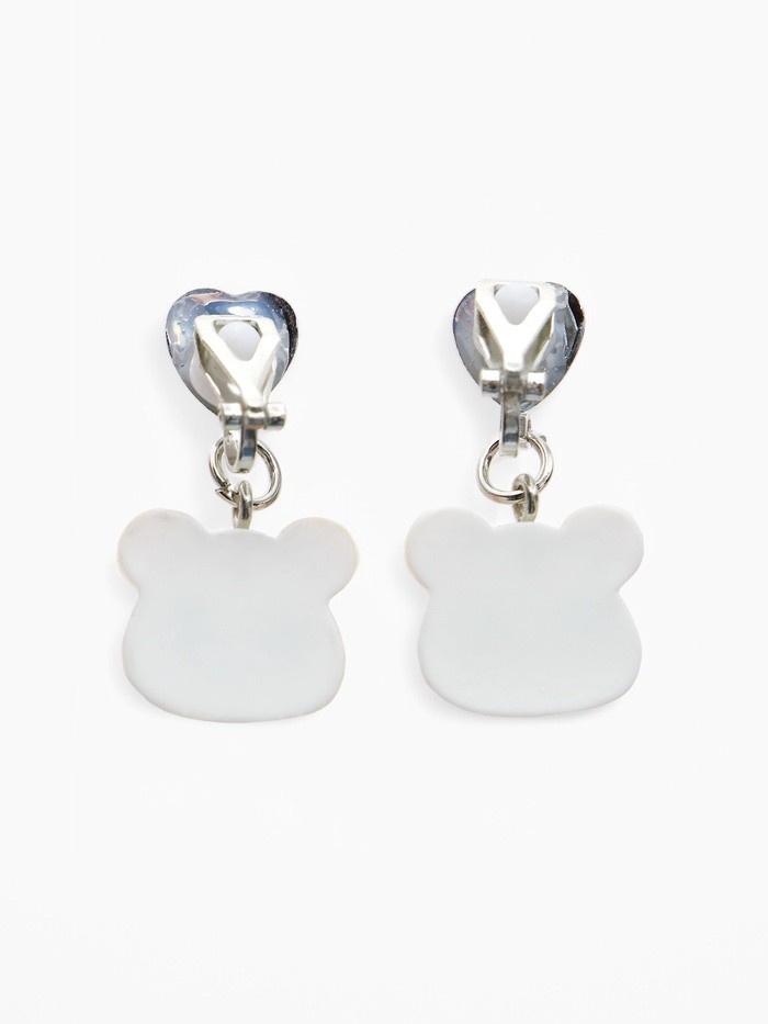 Серьги-клипсы детские «Выбражулька» панда с сердцем кристалл, цветные