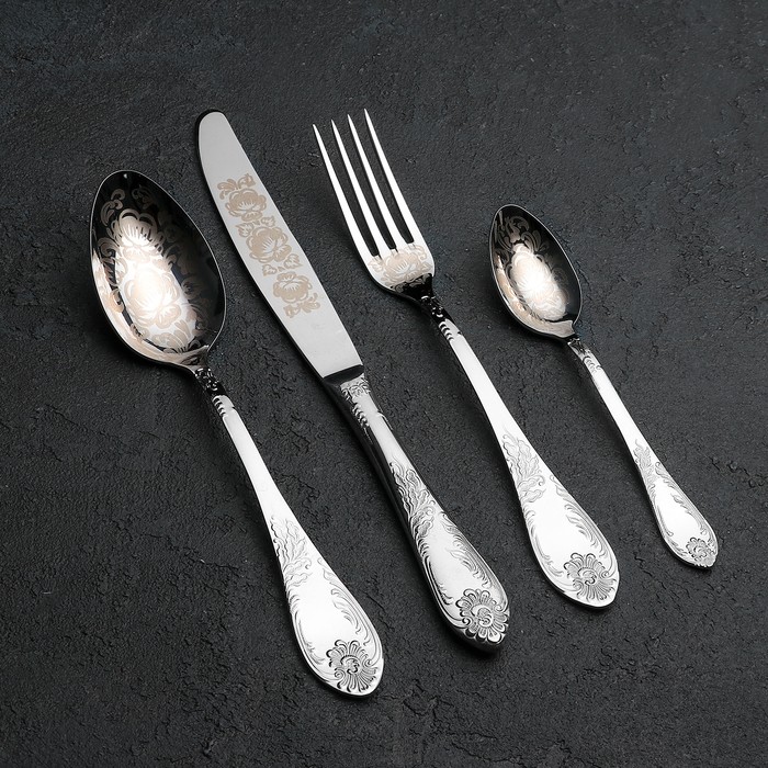 Набор столовых приборов «Императорский», 24 предмета, художественная роспись, декоративная коробка