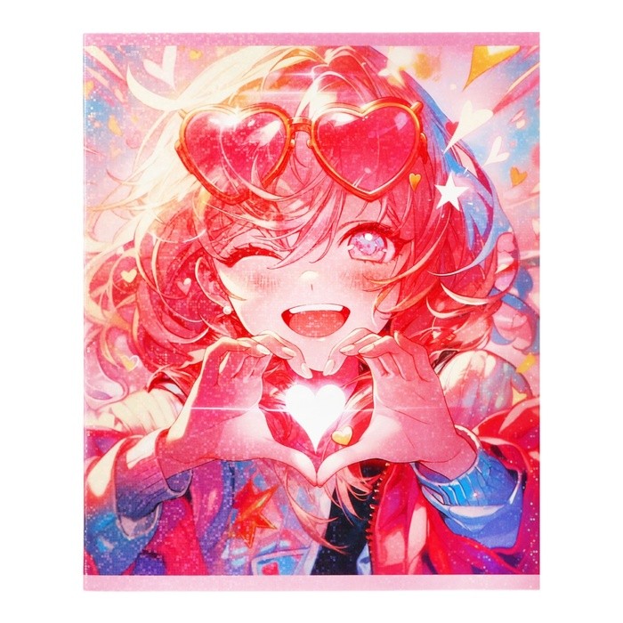 Набор тетрадей 48 листов в клетку, Calligrata «В розовых очках», обложка мелованная бумага, серые листы, 5 шт.