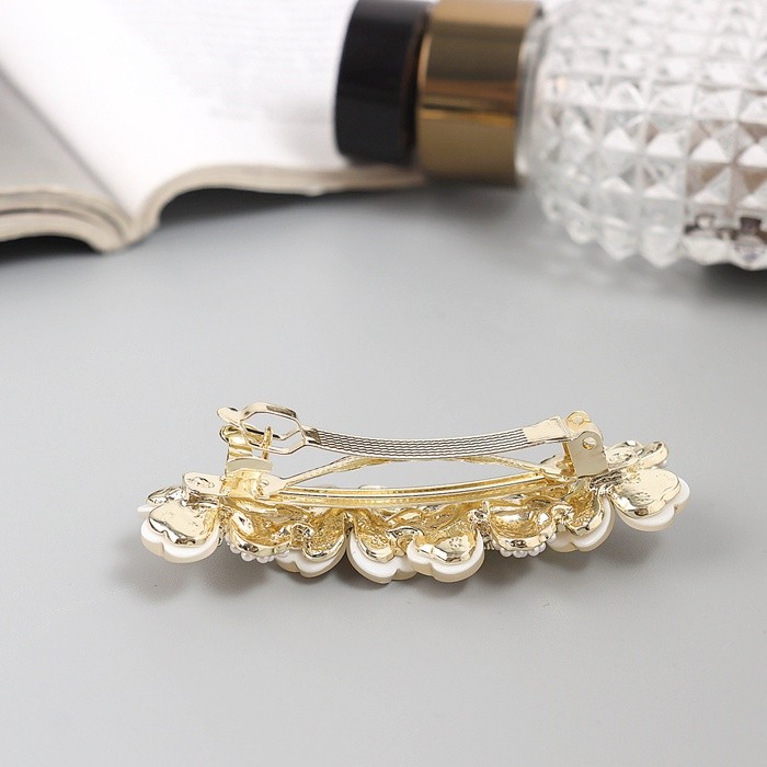 Заколка-автомат для волос "Мэнди элит" цветы, 7 см, золото