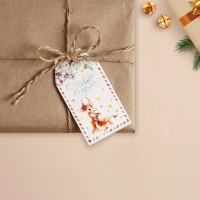 Шильдик на подарок Новый год «Оленята» 4,8 ×9,0 см