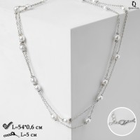 Бусы «Жемчужный мир» тонкие нити, цвет белый в серебре, длина 54 см